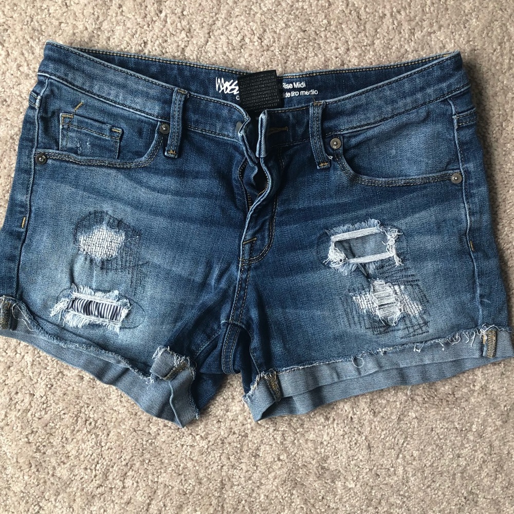 Distressed Mid Rise Shorts